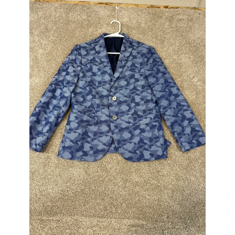 Lauren Ralph Lauren Boys Blue Camouflage‎ Blazer Jacket 14R Camo Jacquard 14